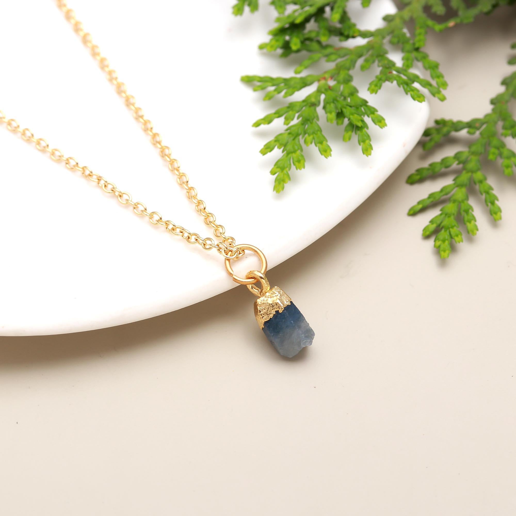Midnight Tale | Natural rough ruby pendant with chain | 18KT gold plated