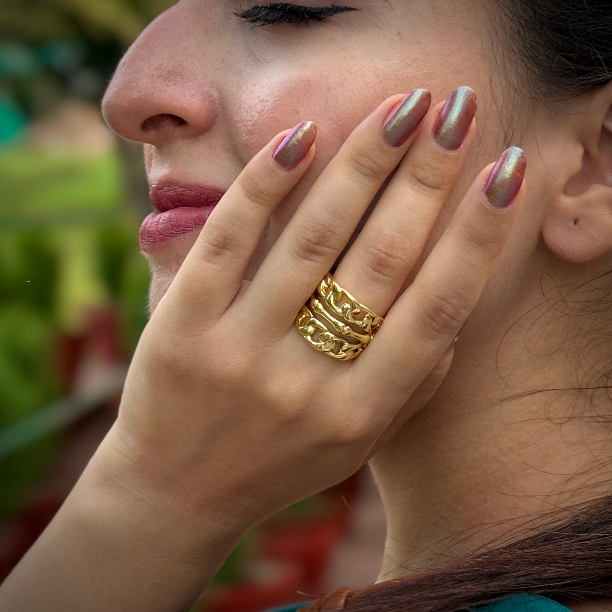 Oval Link Chain Ring | Anti Tarnish