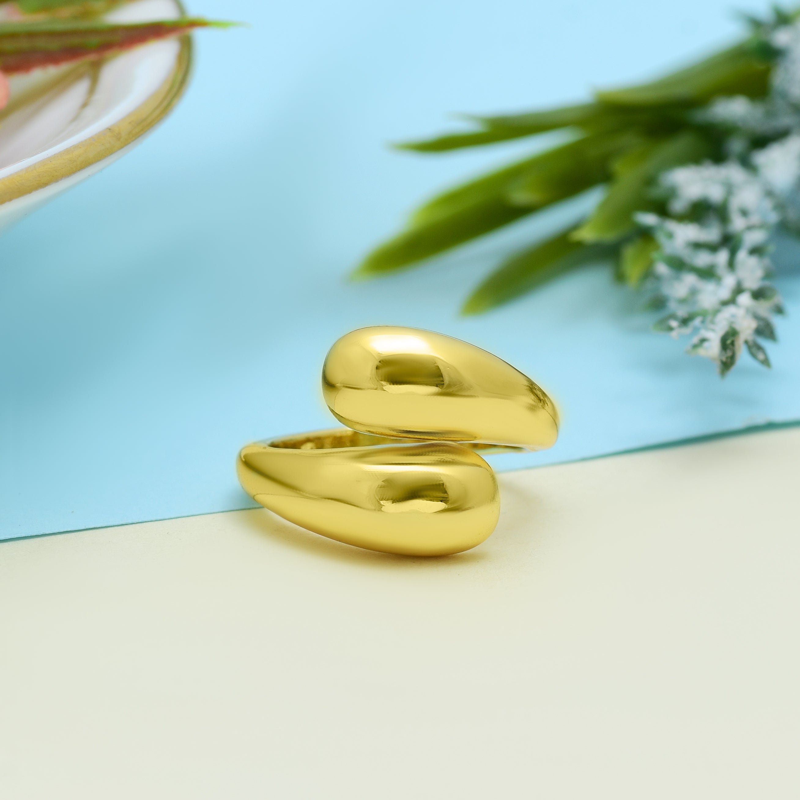 Tear Drop Open | 18KT Gold Plated Statement Ring