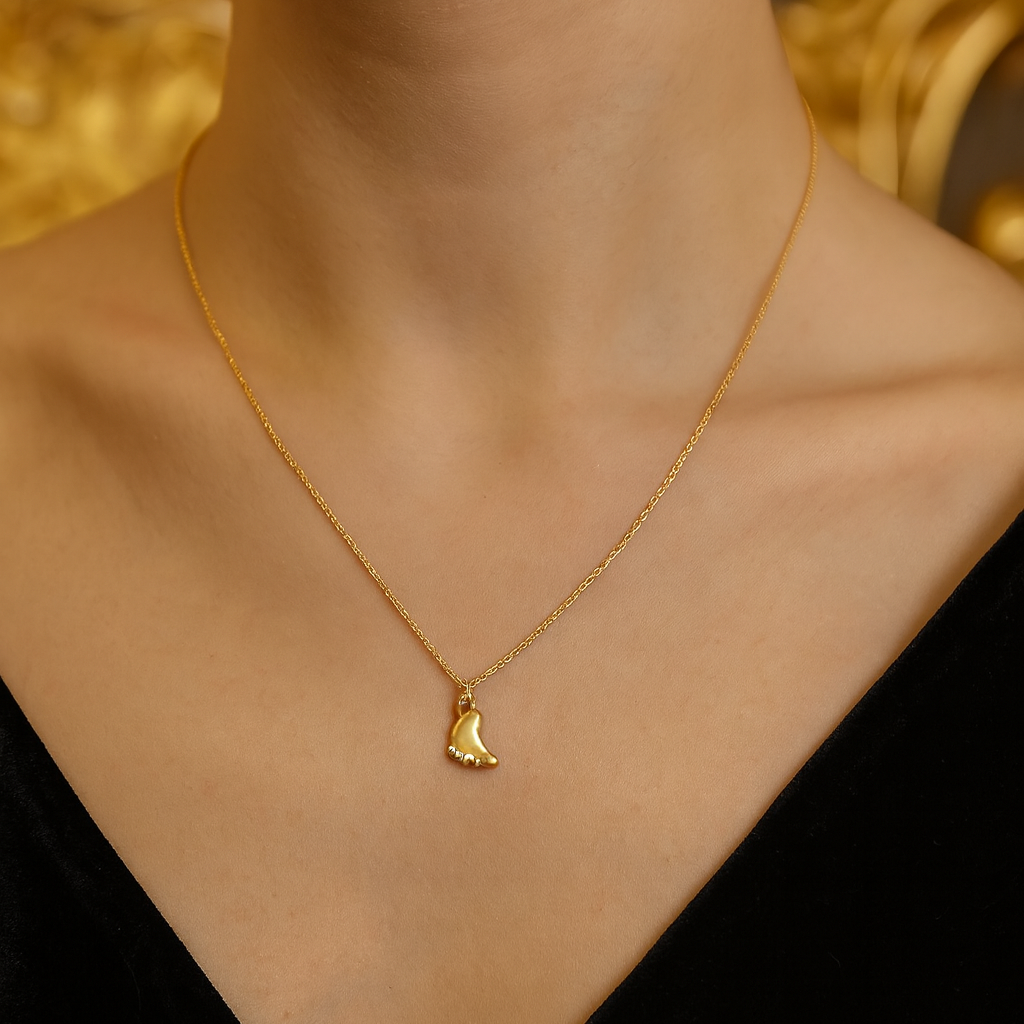 Gold Feet Pendant | Anti Tarnish