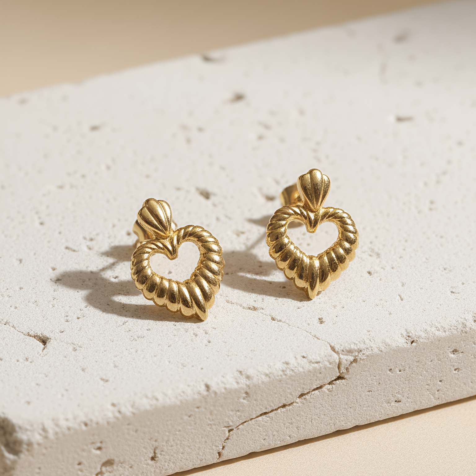 Golden Heart Studs | 18 KT Gold plated earrings