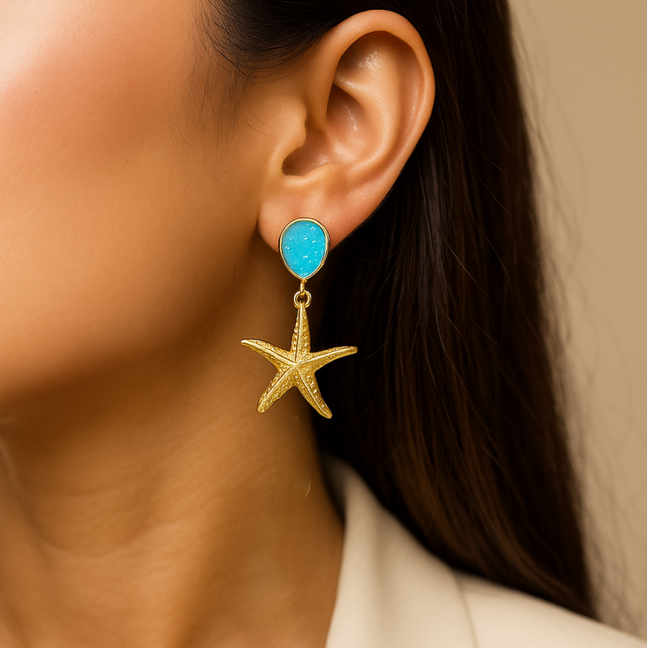 Ocean Sparkle Studs | 18 KT gold plated earrings