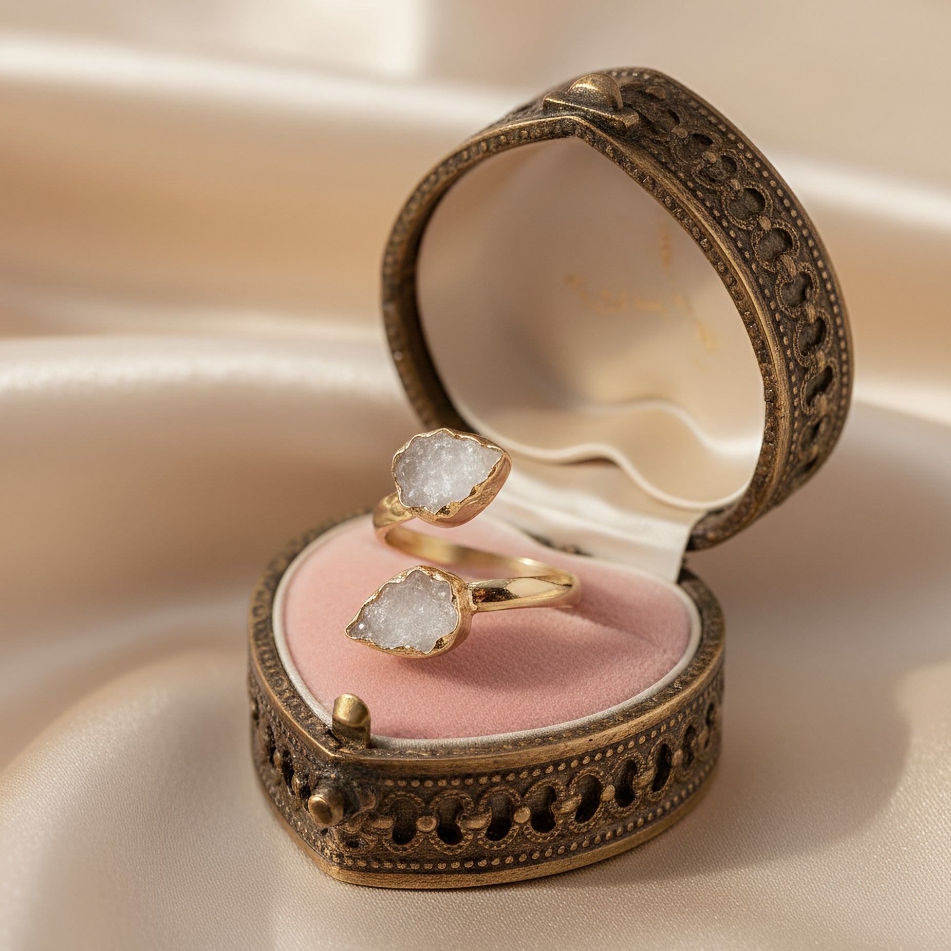 Druzy Duo Open | 18 KT Gold plated ring