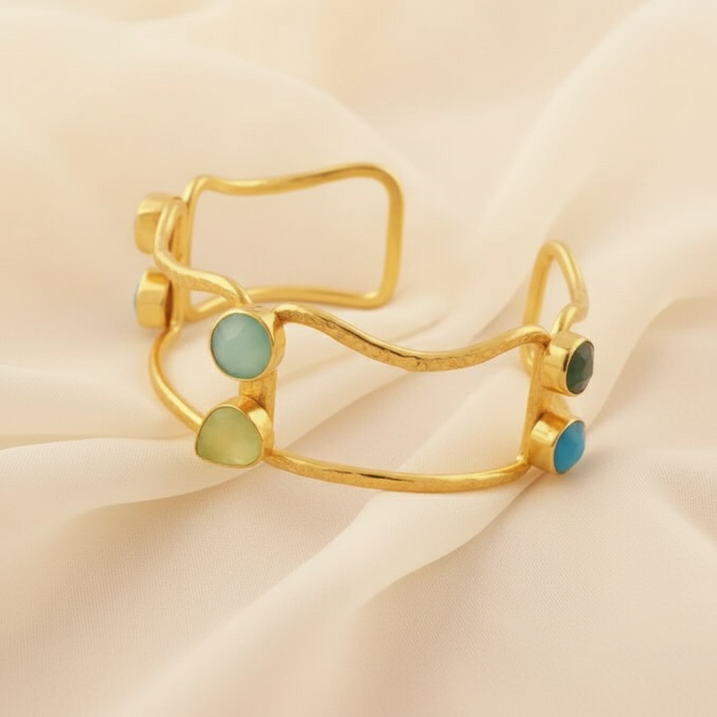 Enchanting Aura | 18 KT Gold plated gemstone cuff