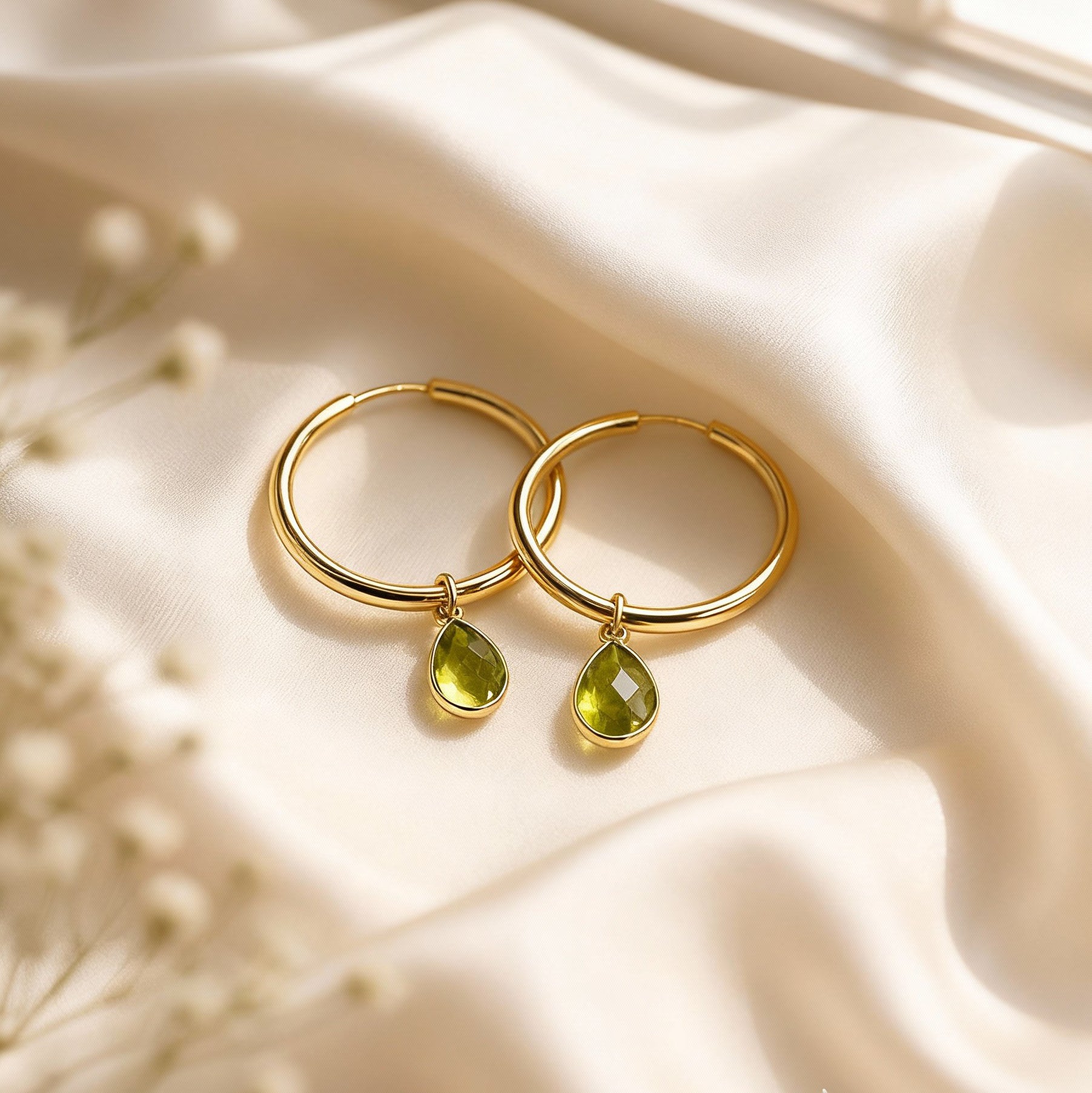 Olive Drop | 18 KT Gold-Plated Hoop Earrings