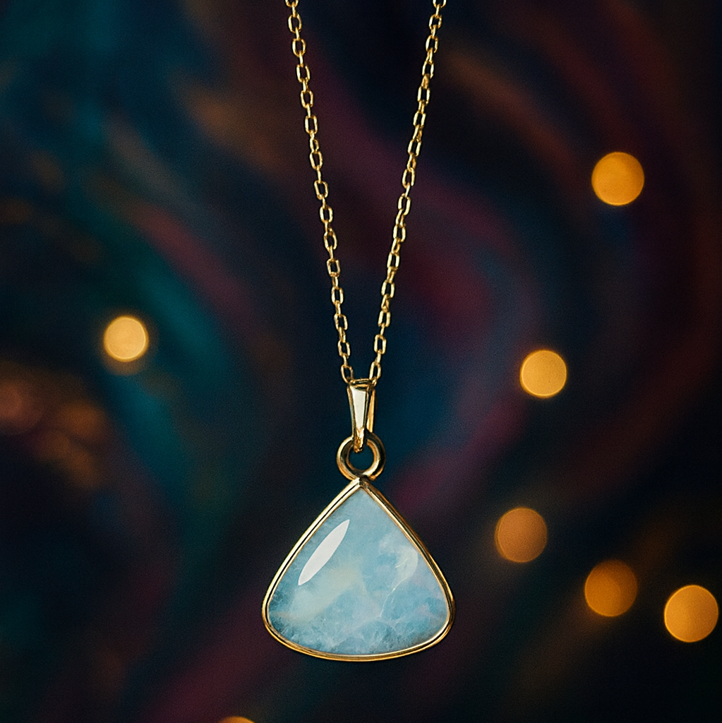 Triangular Melody | Moonstone trangular pendant with chain | 18KT gold plated