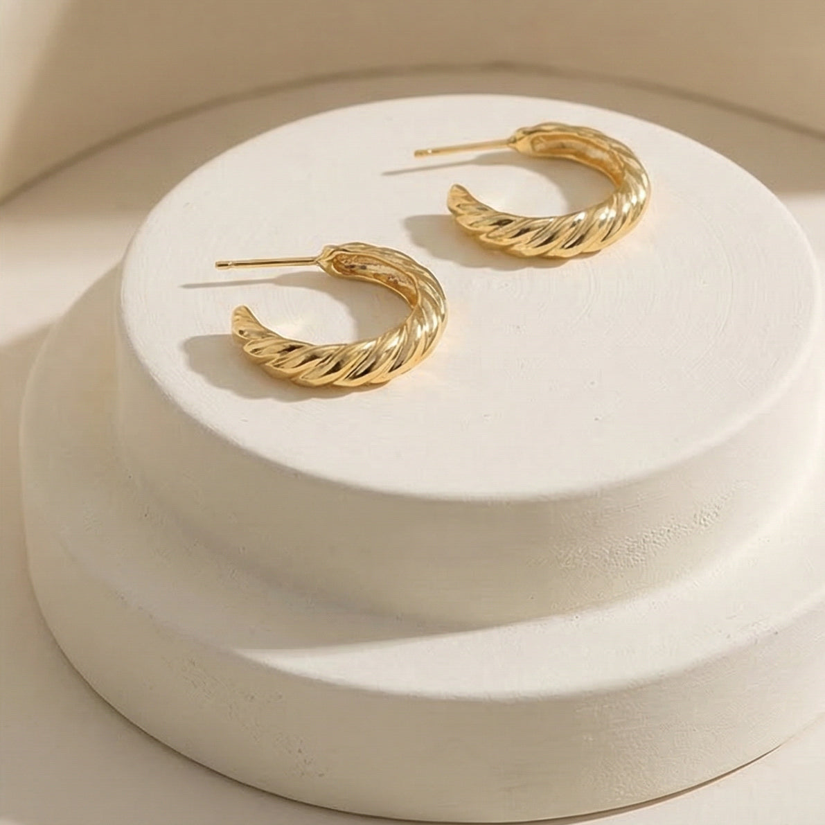 Golden Twist Hoops | 18 KT Gold Plated Earrings