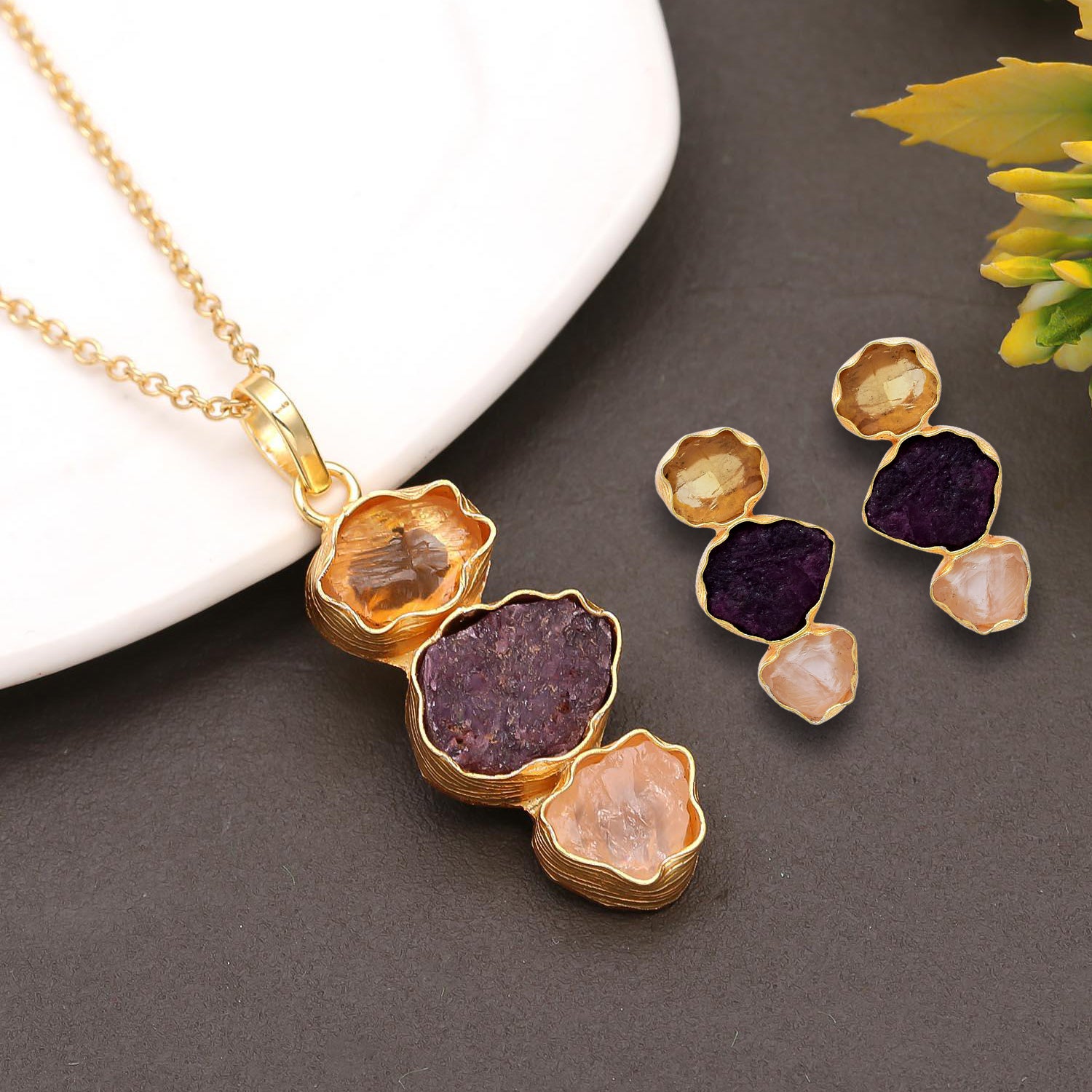 Pair up Ideal Threesome pendant set with earrings