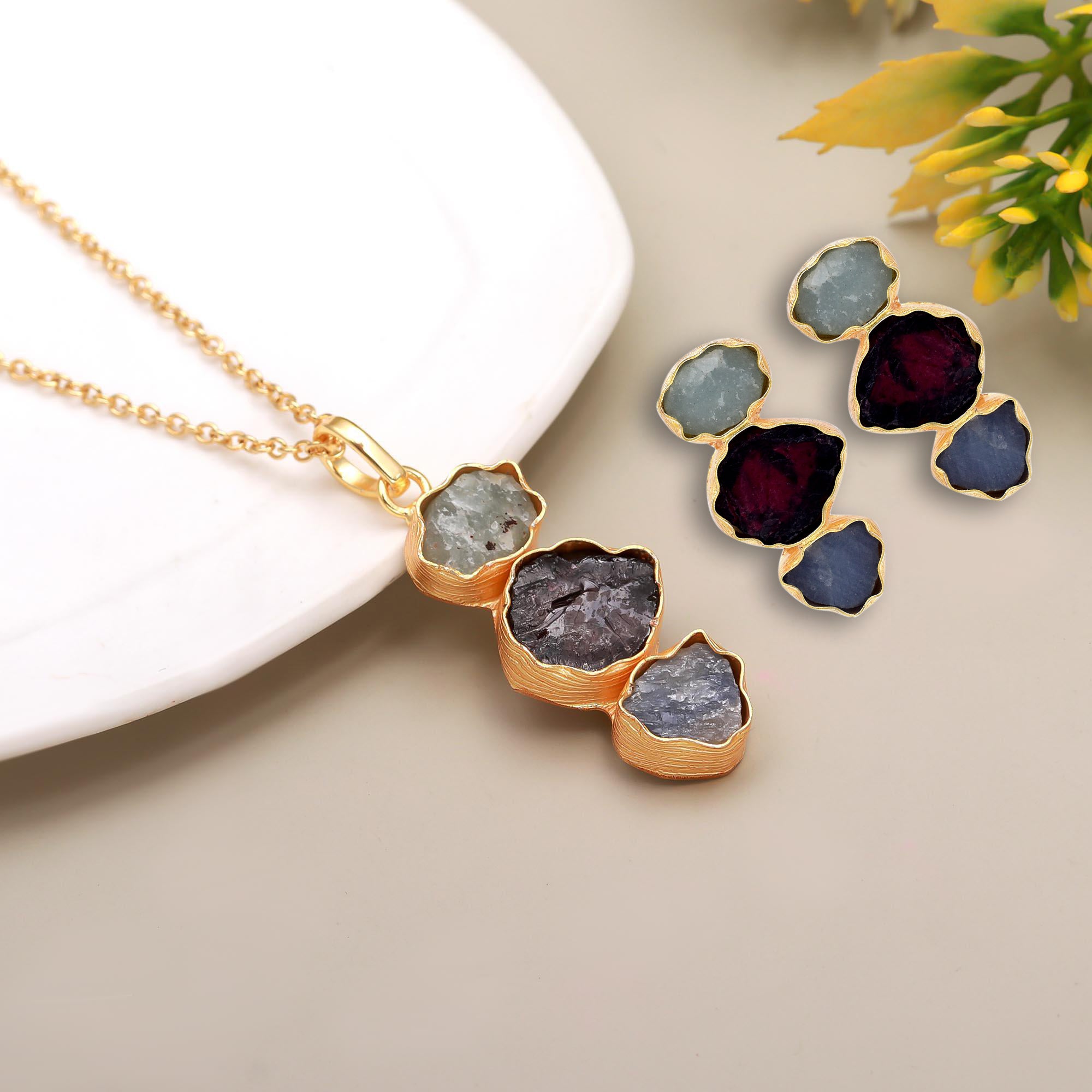 Pair up Ideal Threesome pendant set with earrings