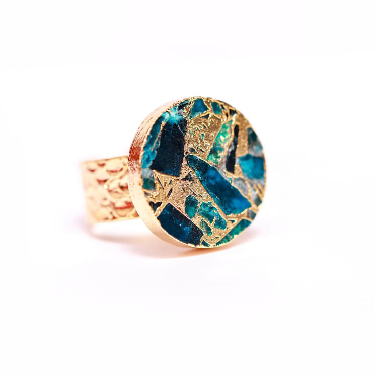 Royal Affair | Jade quartz gemstone | Adjustable unisex ring | 18KT gold plated