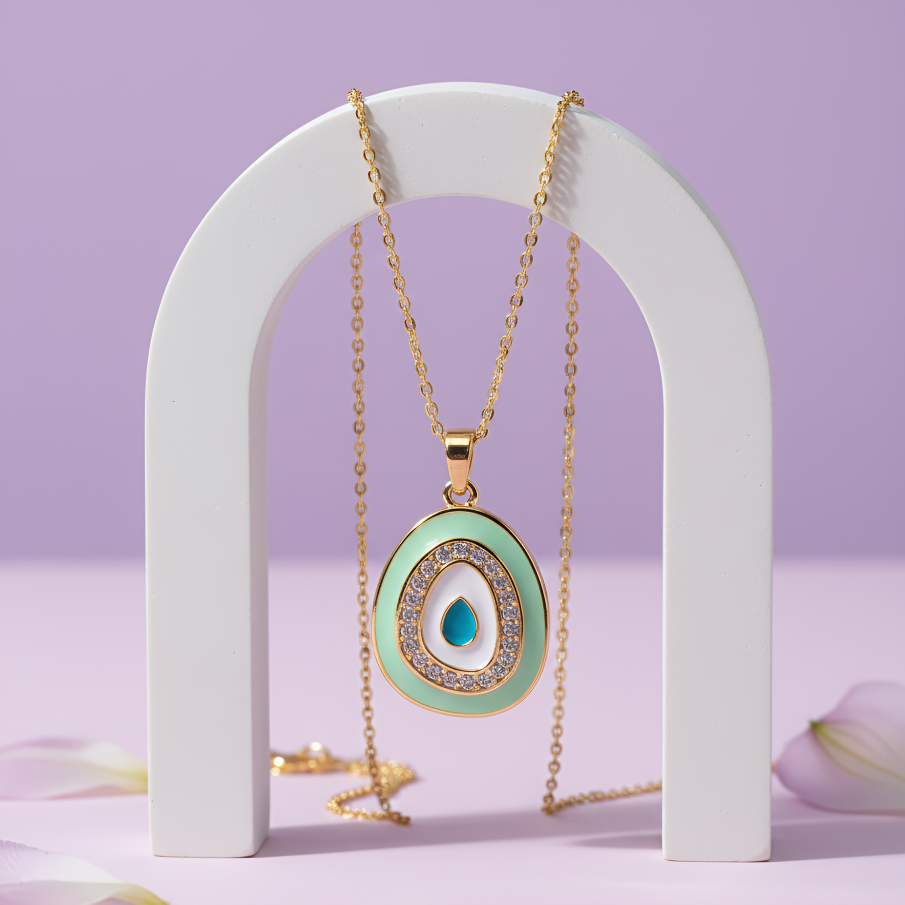 Enchanted Eye Mint | 18KT Gold plated pendant