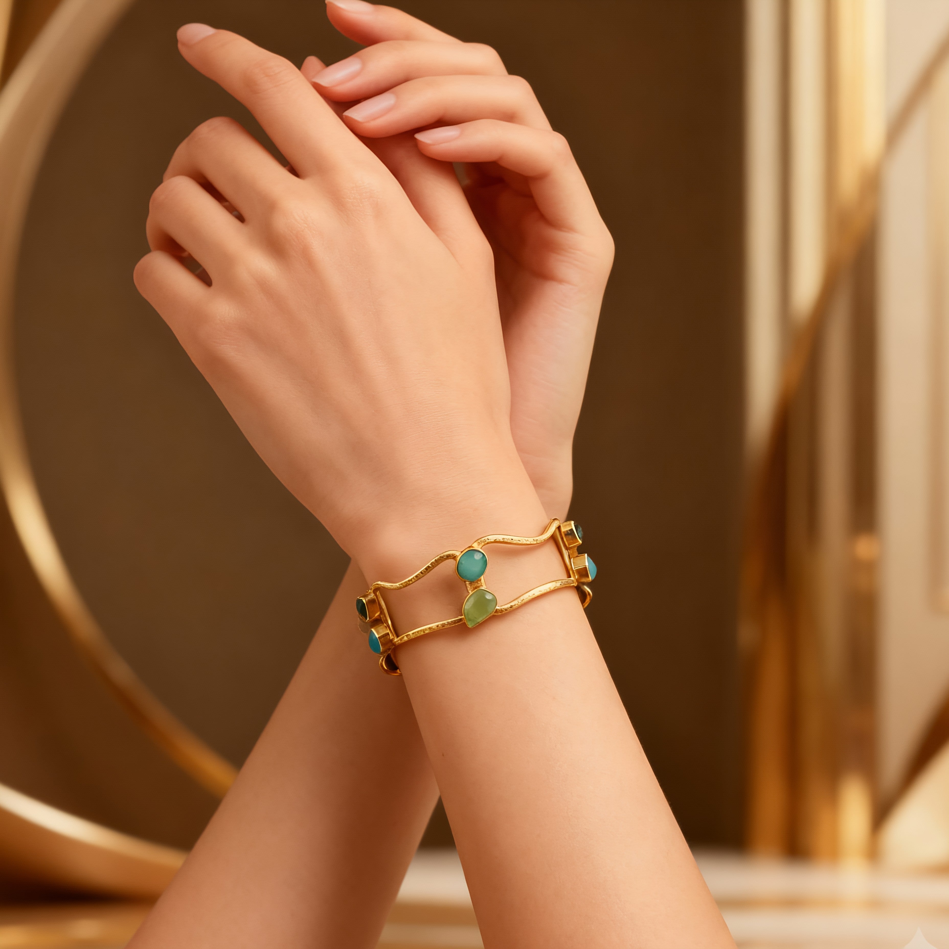 Enchanting Aura | 18 KT Gold plated gemstone cuff
