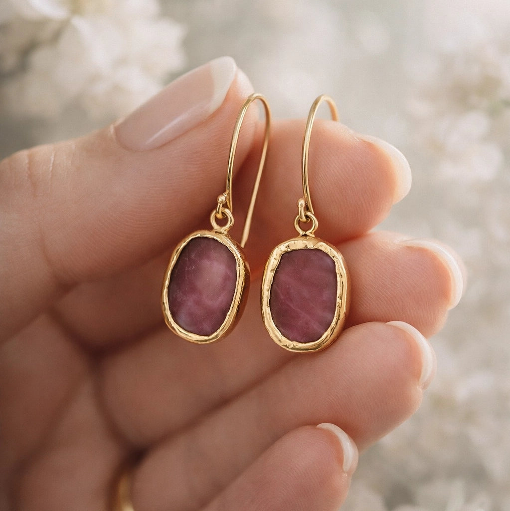 Radiant Ruby | 18 KT Gold Plated Drop Earrings