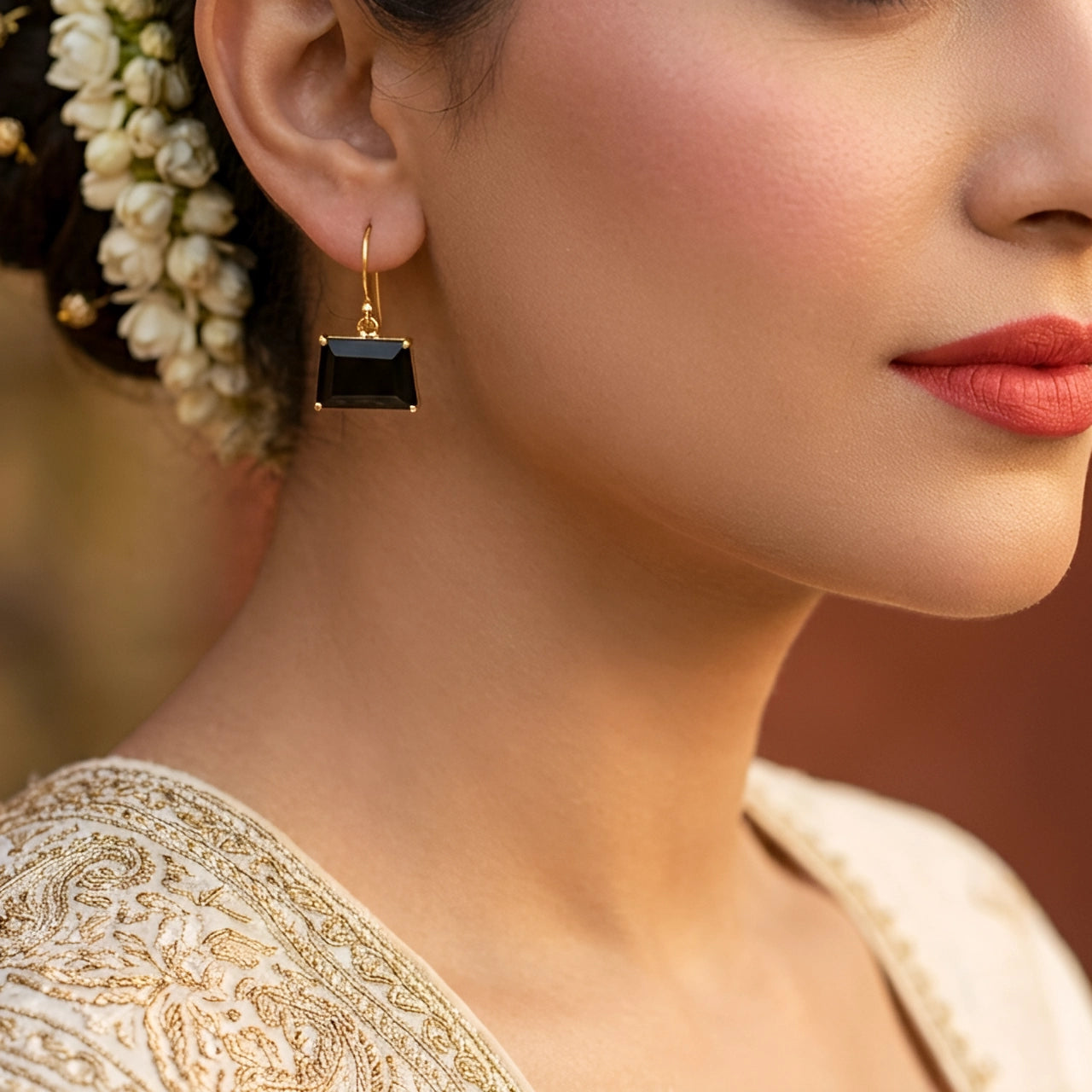Midnight Noir Drops | 18KT Gold Plated Earrings