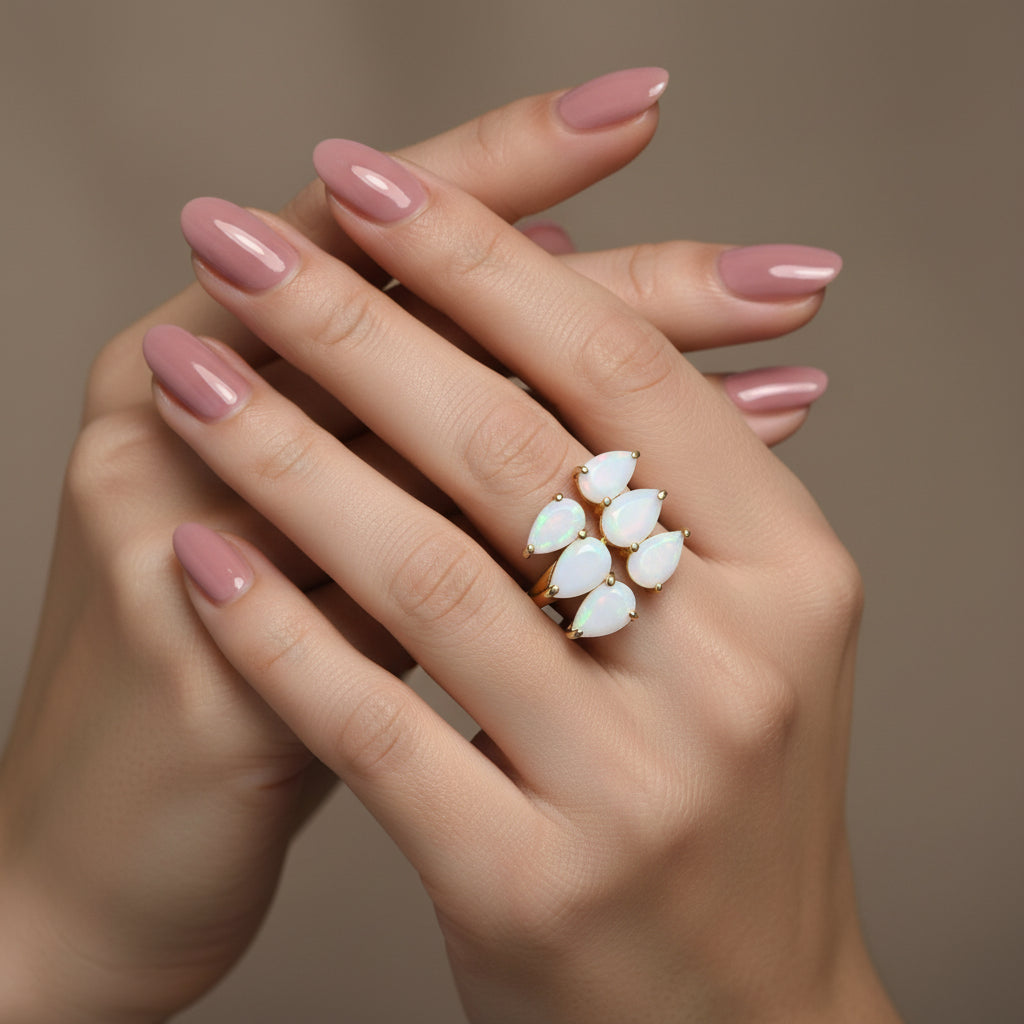 Lumina White Agate | 18 KT gold plated ring