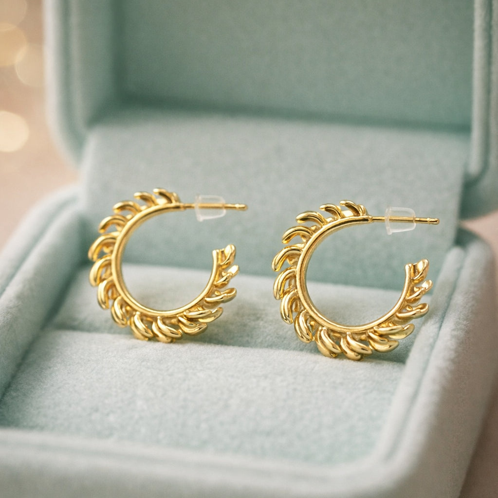Leaf Luxe Hoops | 18 KT Gold Plated Earrings