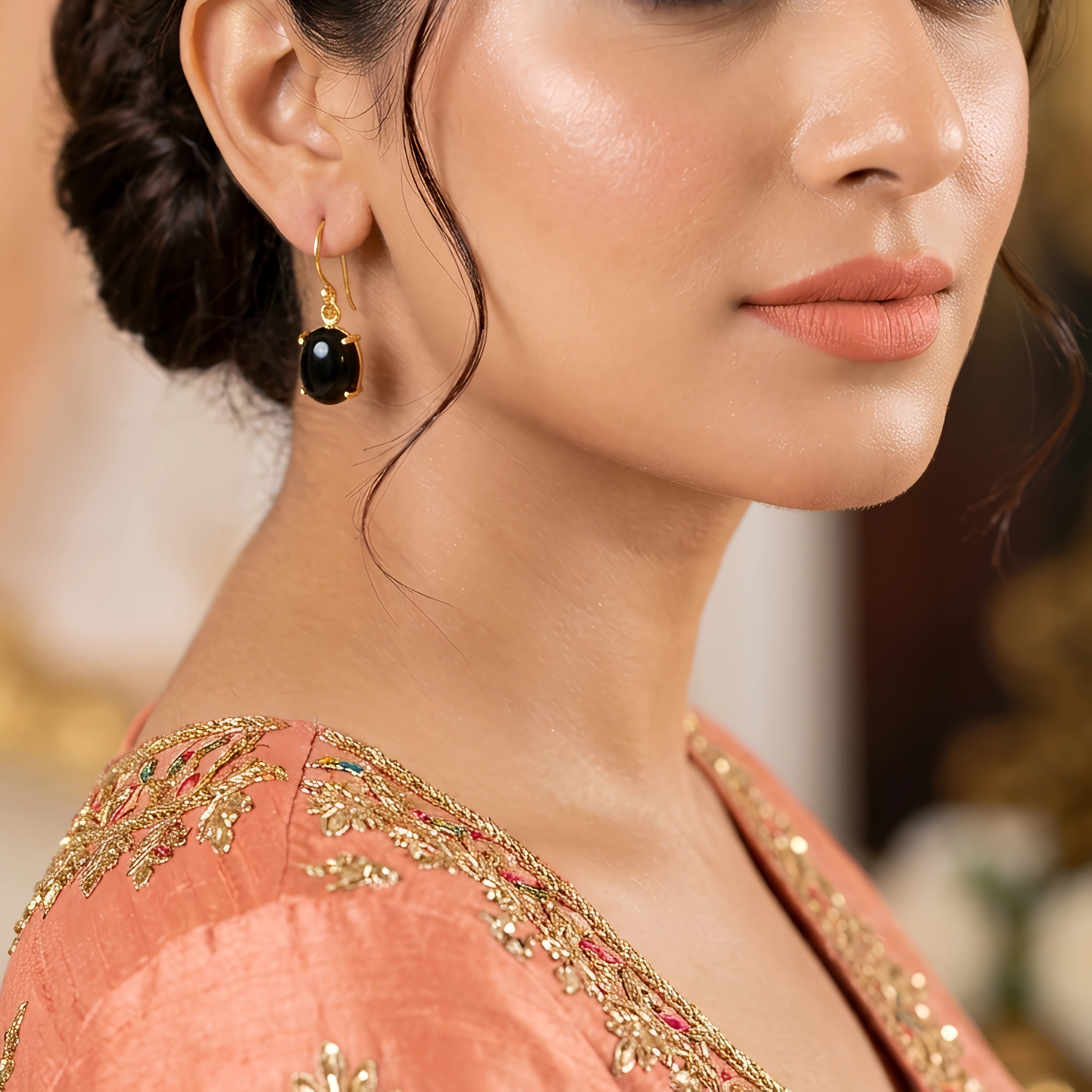 Timeless Noir | 18 KT Gold Plated Earrings