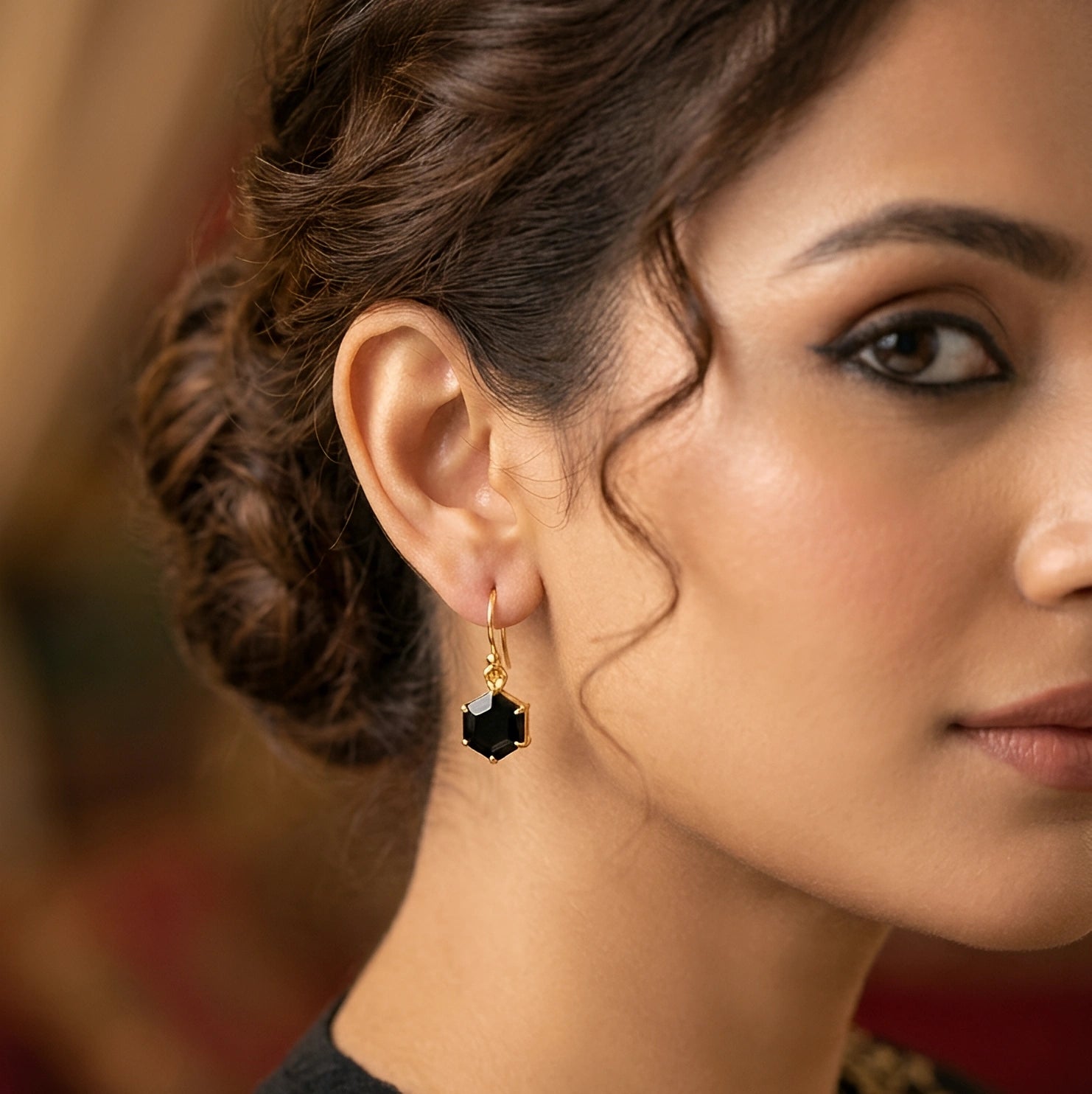 Noir Éclat | 18 KT Gold Plated Drop Earrings
