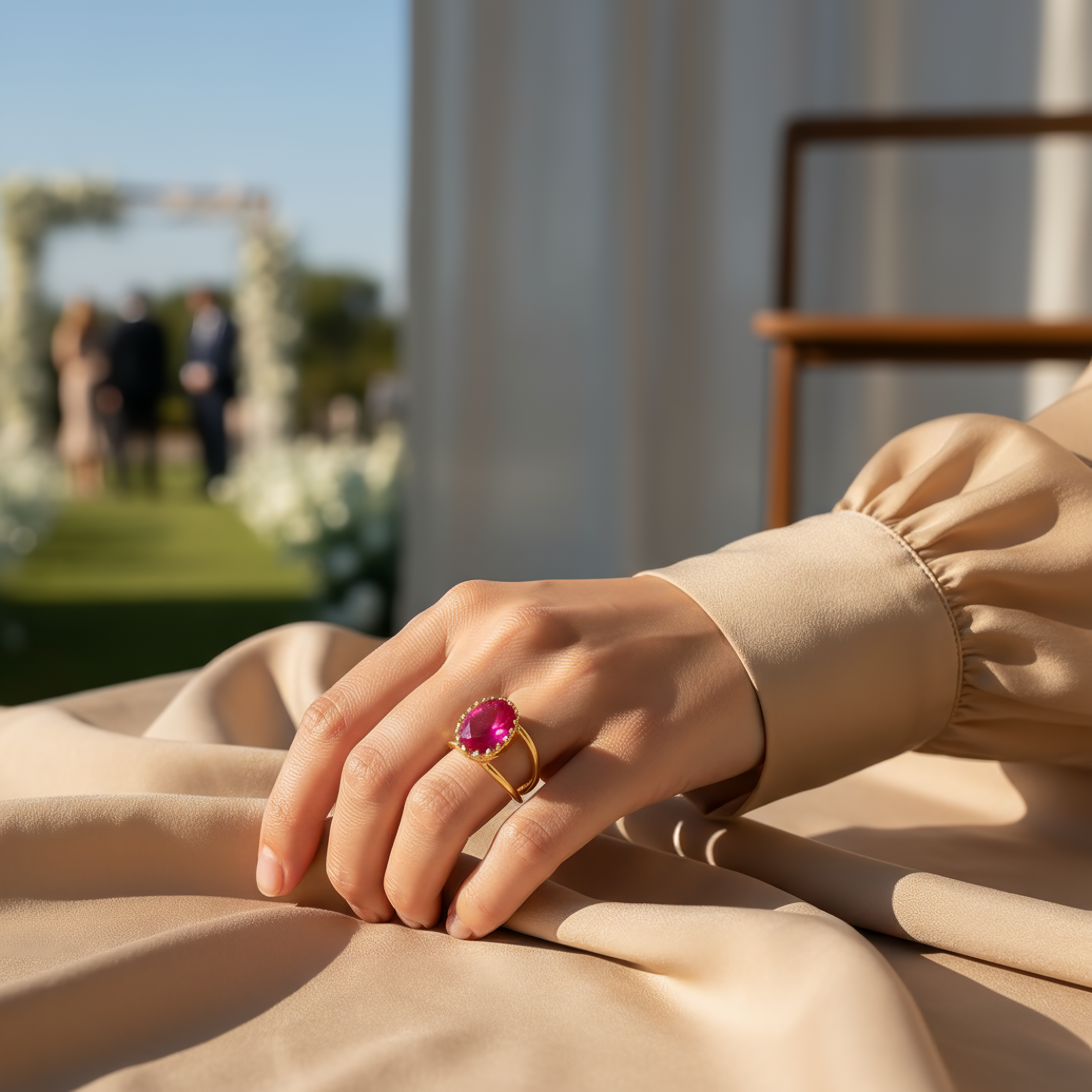 Ruby Radiance | 18 KT Gold plated adjustable ring