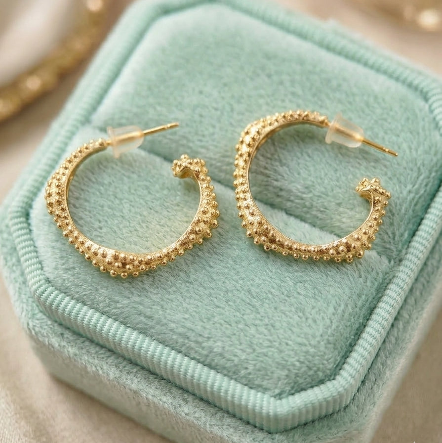 The Golden Granule Hoops | 18 KT Gold Plated Earrings