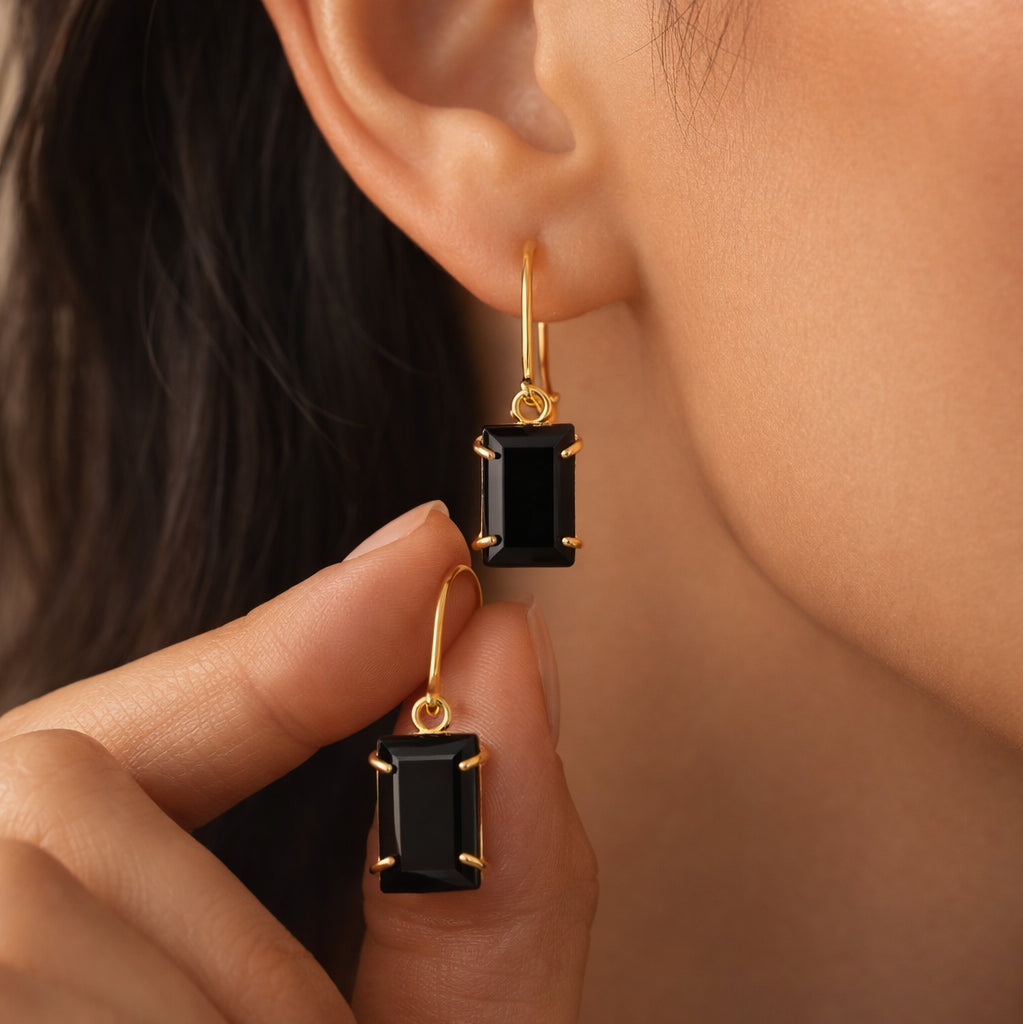 Midnight Luxe | 18 KT Gold Plated Drop Earrings