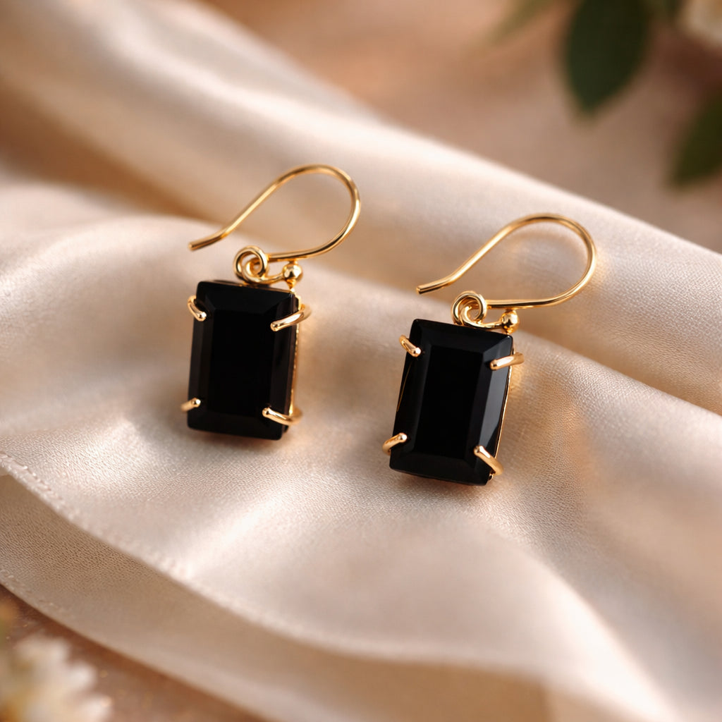 Midnight Luxe | 18 KT Gold Plated Drop Earrings