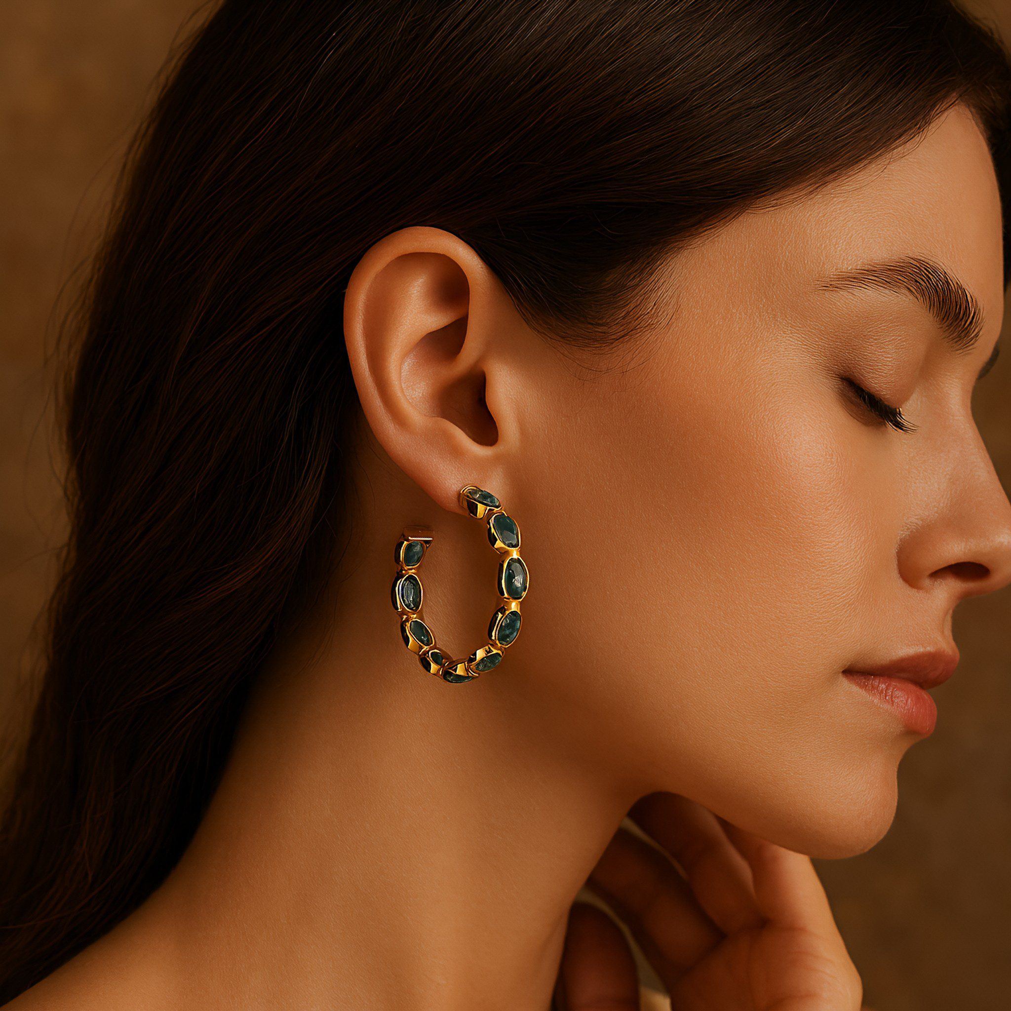 Scarlet Glow | 18 KT Gold plated hoop earrings