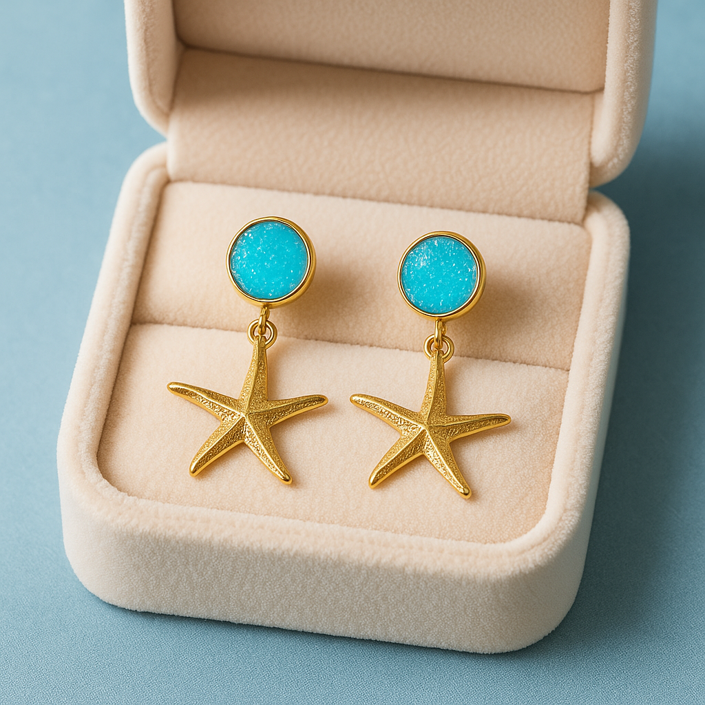 Ocean Sparkle Studs | 18 KT gold plated earrings