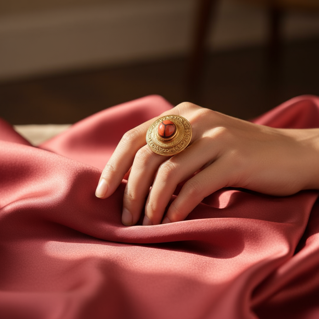 Amber Glow | 18 KT Gold plated ring