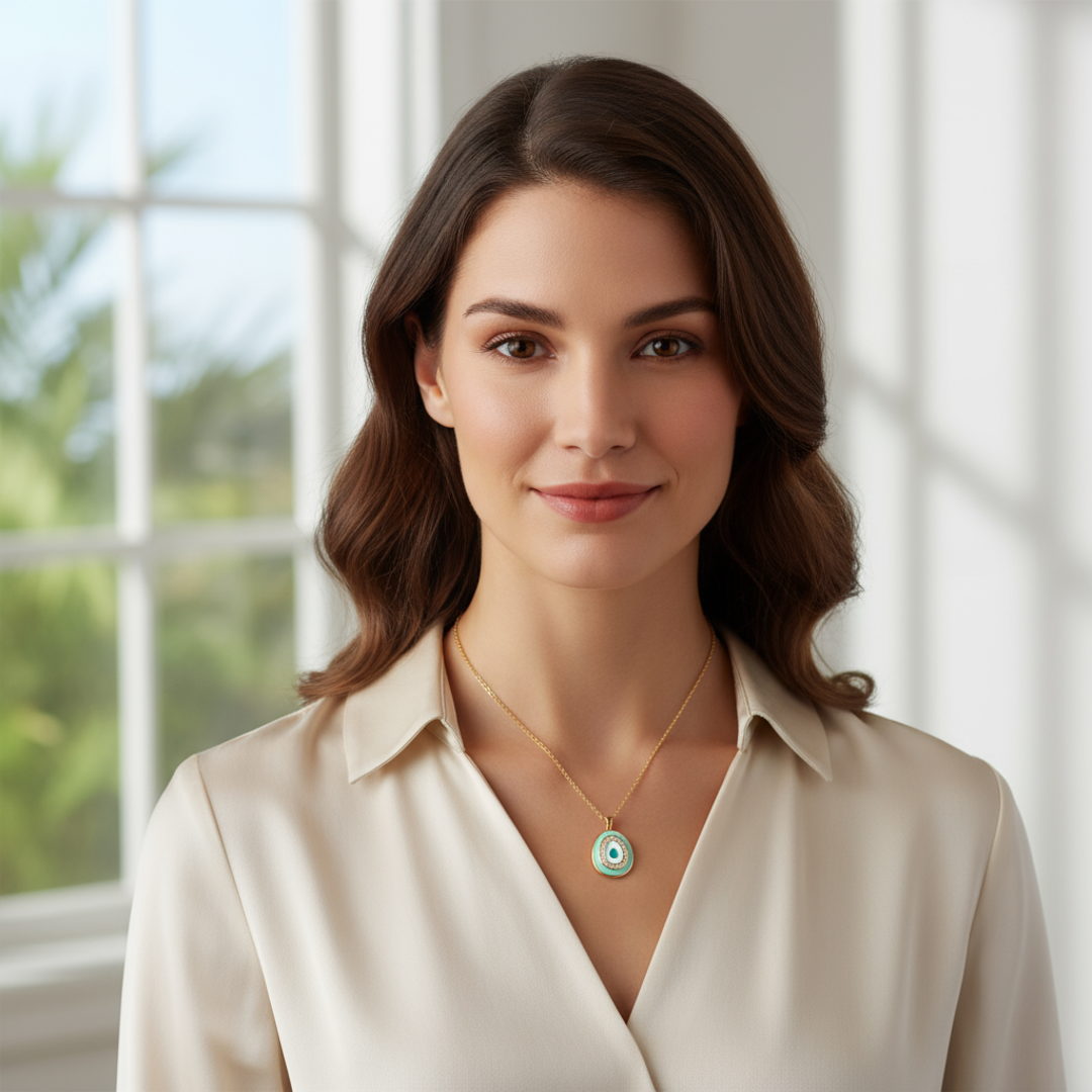 Enchanted Eye Mint | 18KT Gold plated pendant